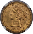 USA, 5 Dolarów Liberty Head 1882 rok, MS 63 NGC, /K8/