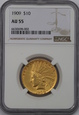 USA, 10 Dolarów Indian Head 1909 rok, NGC AU 55, /K1/