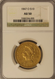 USA 10 Dolarów 1847 O rok Rzadki Rocznik NGC AU 50 /K4/