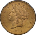 USA, 20 Dolarów Liberty Head 1899 rok, NGC MS 63
