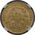 Francja, 20 franków AN 12A rok, XF 45 NGC, /K3/