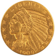 USA 5 Dolarów 1909  D Indianin  //