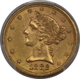 USA, 5 Dolarów Liberty Head 1882 S rok, MS 61 PCGS