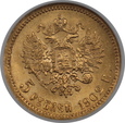 Rosja, Mikołaj II, 5 Rubli 1902 AP rok, NGC MS 64, /K14/