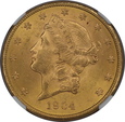 USA, 20 Dolarów Liberty Head 1904 S rok, NGC MS 63