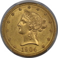 USA, 10 Dolarów Liberty Head 1904 rok, MS 61 PCGS