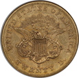 USA, 20 Dolarów Liberty Head 1855 S rok, NGC AU 50   