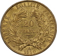 Francja, 20 franków 1850 A rok, OREILLE BASSE