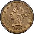 USA , 10 Dolarów Liberty Head 1882 rok , MS 62 NGC, /K7/
