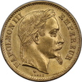 Francja, 20 Franków Napoleon III 1869 BB rok 