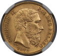 Belgia, 20 Franków Leopold II 1875 rok, NGC MS 63, /K11/