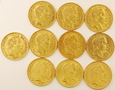 Francja  10 szt. 20 Franków  Różne roczniki/P/58.05 czystego złota
