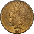 USA, 10 Dolarów Indian Head 1911 rok,  AU 58 PCGS