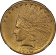 USA, 10 Dolarów Indian Head 1910 D rok, NGC, /K6/