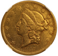 USA 20 Dolarów 1857  NGC AU DETAILS Rzadki  Rocznik/K1/21