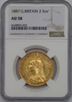 Wielka Brytania, 2 Suwereny 1887 rok, Victoria, AU 58 NGC, /K6/