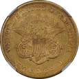 USA, 20 Dolarów Liberty Head, 1865 S rok,  NGC 