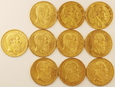 Belgia 10 szt. 20 Franków różne roczniki/P/58.05 czystego złota