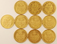 Belgia 10 szt. 20 Franków różne roczniki/P/58.05 czystego złota