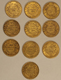 Francja Zestaw 10 sztuk 20 Franków lata 1852-1860 Różne Roczniki 