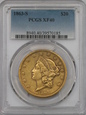 USA, 20 Dolarów Liberty Head 1863 S rok, PCGS XF 40
