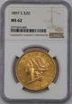 USA, 20 Dolarów Liberty Head 1897 S rok, NGC MS 62