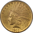 USA, 10 dolarów Indian Head 1911 rok, AU 55 PCGS, /K7/