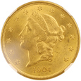 USA 20 Dolarów Liberty Head 1904 NGC MS 63 /F/       