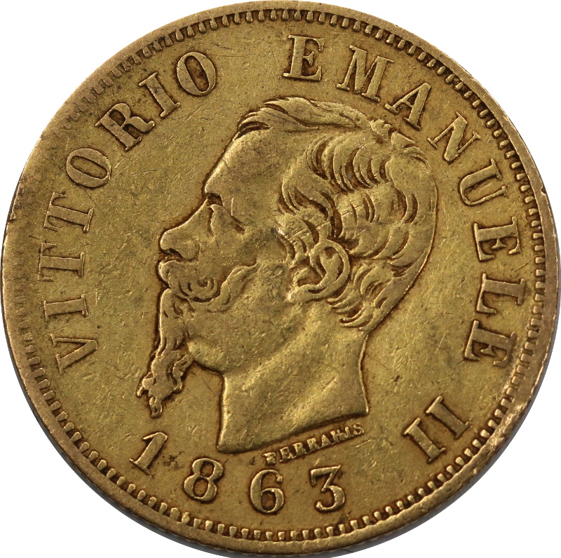 Włochy, 10 lirów 1863 rok (K17)