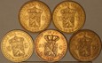 Holandia Zestaw Guldenów 5 sztuk lata 1875-1933