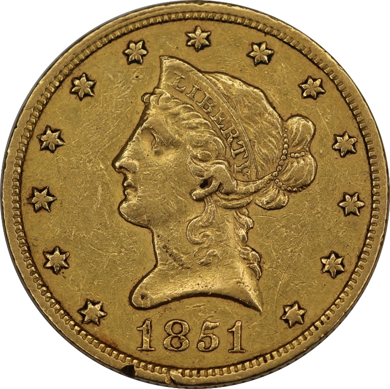 USA, 10 Dolarów Liberty Head 1851 rok