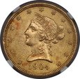 USA , 10 Dolarów Liberty Head 1904 O rok , MS 62 NGC, /K7/