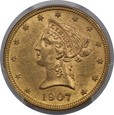 USA, 10 Dolarów Liberty Head 1907 rok, MS 60 PCGS