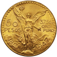 Meksyk 50 Peso 1947 rok 37.5grama czystego złota/F/