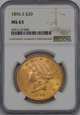 USA, 20 Dolarów Liberty Head 1896 S rok, NGC MS 63