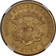 USA, 20 Dolarów Liberty Head 1861 rok, AU 50 NGC 