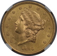 USA, 20 Dolarów Liberty Head 1890 S rok, NGC 