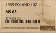Polska 10 złotych, 1939 Warszawa, Józef Piłsudski NGC MS 63/K13/