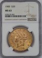 USA, 20 Dolarów Liberty Head 1900 rok, NGC MS 63