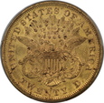USA, 20 Dolarów Liberty Head 1875 S rok, PCGS AU 55