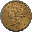 USA, 20 Dolarów Liberty Head 1907 rok, PCGS MS 64, /K12/