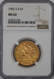 USA , 10 Dolarów Liberty Head 1902 S rok , MS 62 NGC, /K10/