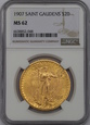 USA, 20 Dolarów St. Gaudens 1907 rok,  NGC MS 62 NO MOTTO