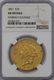 USA, 20 Dolarów Liberty Head 1851 rok, NGC 