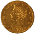 USA 10 Dolarów 1855 rok Rzadki Rocznik NGC AU 55 Ładny Stan