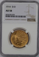 USA, 10 Dolarów Indian Head 1914 rok, AU 58 NGC