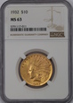 USA, 10 Dolarów Indian Head 1932 rok, NGC MS 63, /K6/