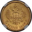 Rosja, Mikołaj II, 5 Rubli 1902 AP rok, NGC MS 65