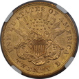 USA, 20 Dolarów Liberty Head 1873 S rok Closed 3, AU 55 NGC 