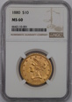 USA, 10 Dolarów Liberty Head 1880 rok, MS 60 NGC